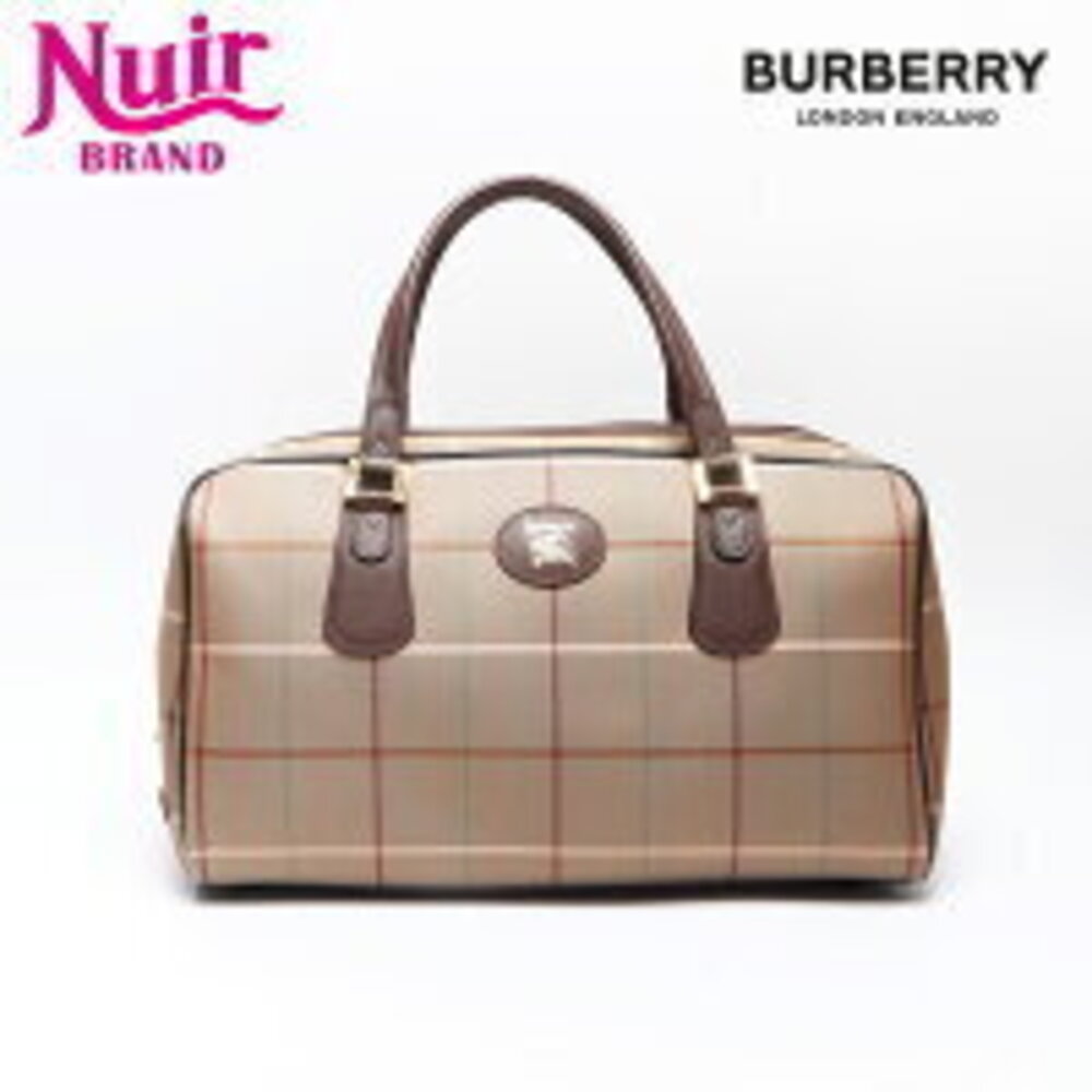 Burberry Check Canvas Boston Bag Beige